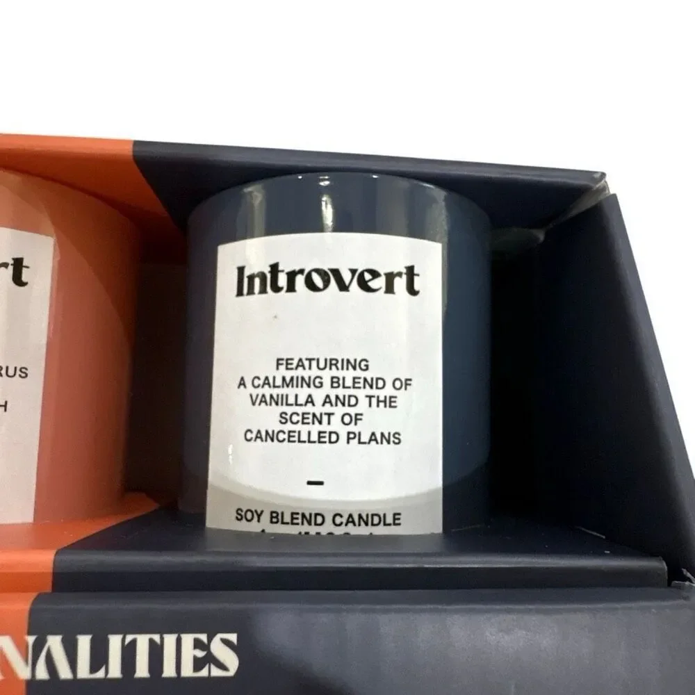 Personality Candles Introvert & Extrovert 2 Scents Soy Blend 4oz ea Gift Set NIB